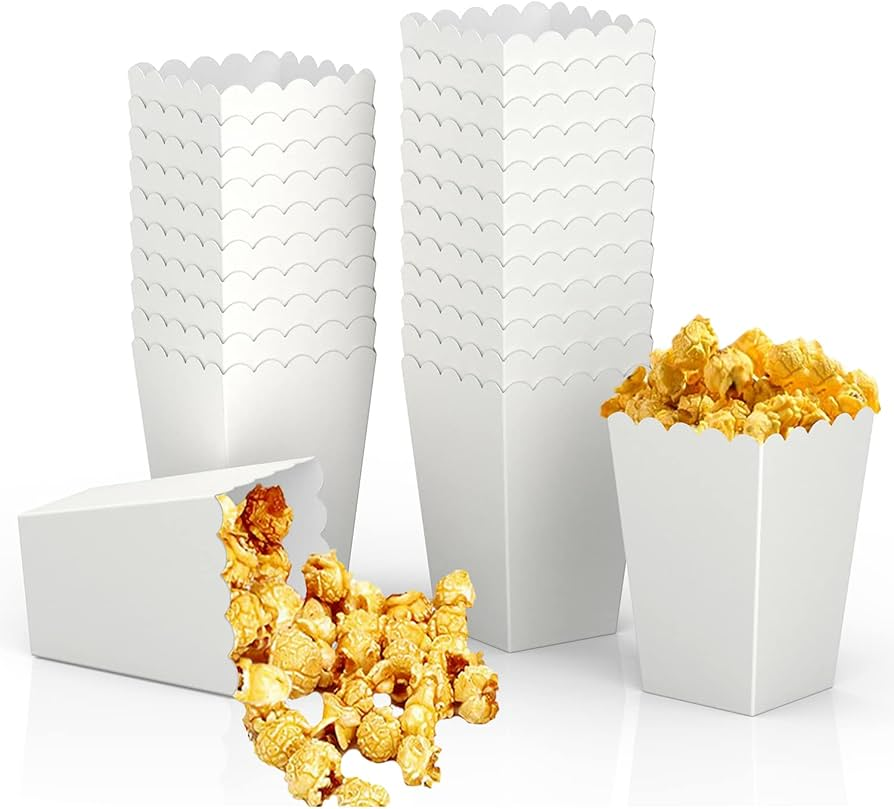 mini white popcorn boxes